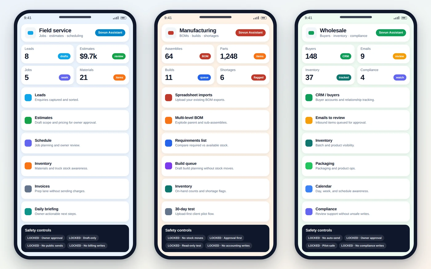The same portals on a phone — identical layout, narrow screen